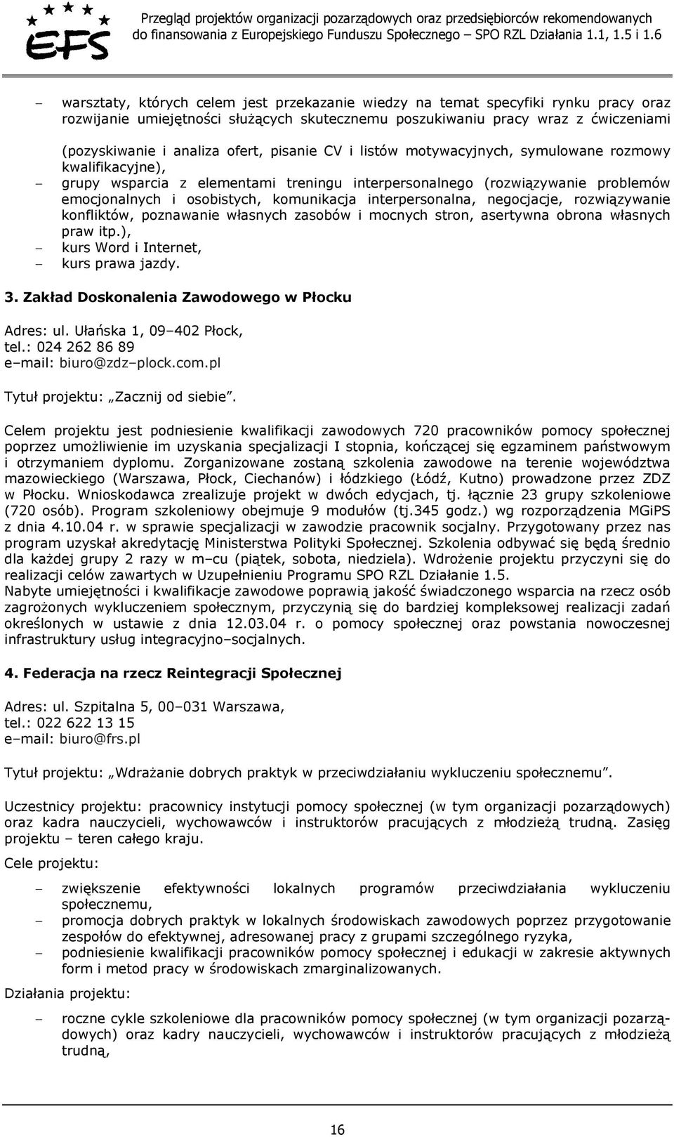 interpersonalna, negocjacje, rozwiązywanie konfliktów, poznawanie własnych zasobów i mocnych stron, asertywna obrona własnych praw itp.), kurs Word i Internet, kurs prawa jazdy. 3.