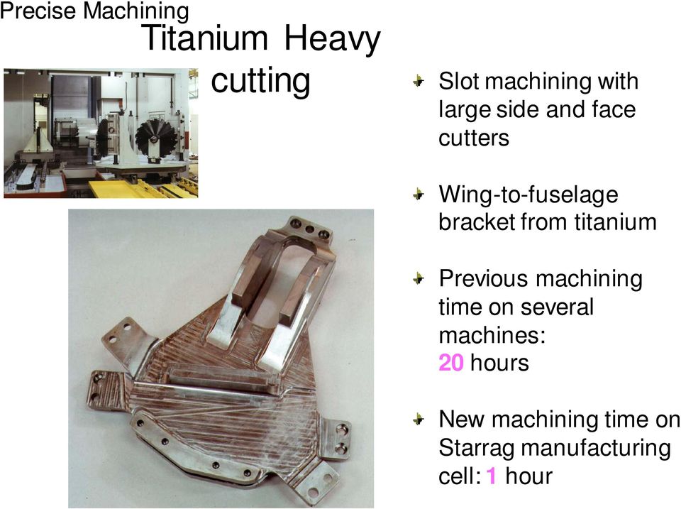 from titanium Previous machining time on several machines: