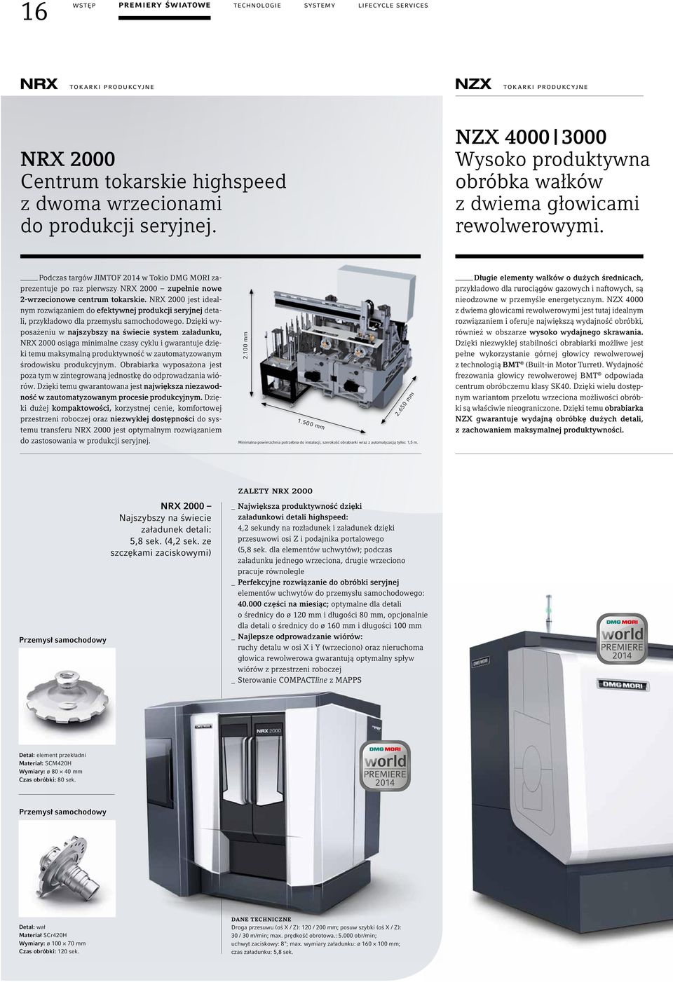 Podczas targów JIMTOF 2014 w Tokio DMG MORI zaprezentuje po raz pierwszy NRX 2000 zupełnie nowe 2-wrzecionowe centrum tokarskie.