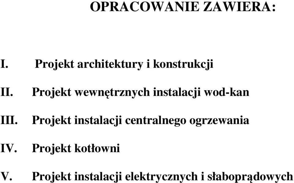 Projekt wewnętrznych instalacji wod-kan Projekt