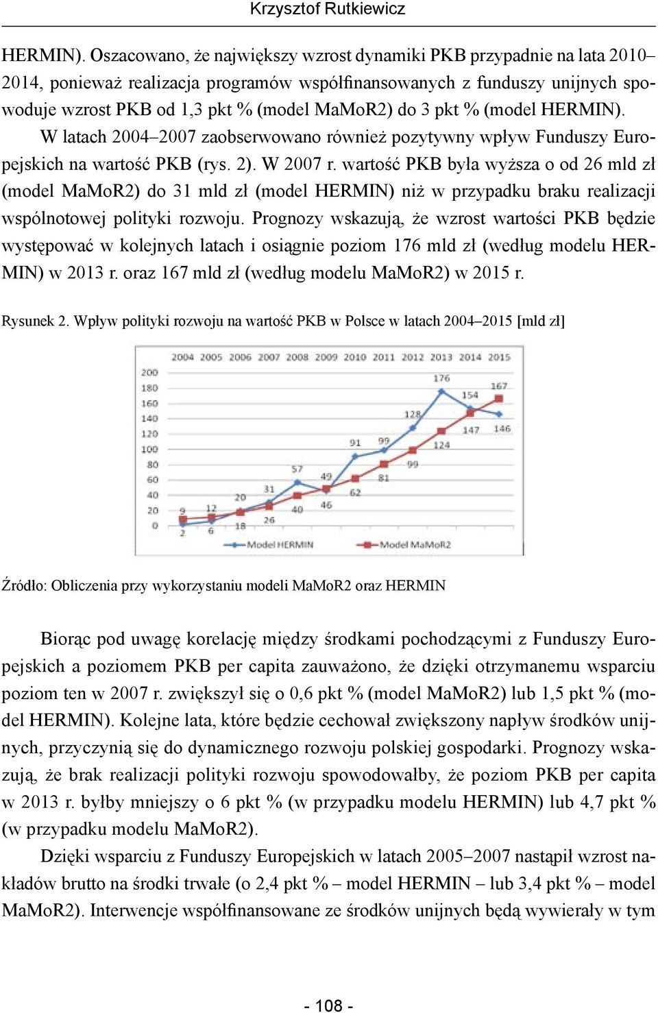 pkt % (model  W latach 2004 2007 zaobserwowano również pozytywny wpływ Funduszy Europejskich na wartość PKB (rys. 2). W 2007 r.