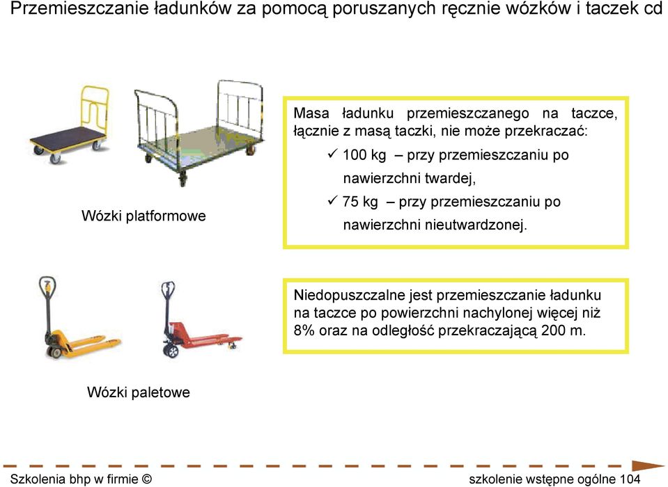 przemieszczaniu po nawierzchni nieutwardzonej.