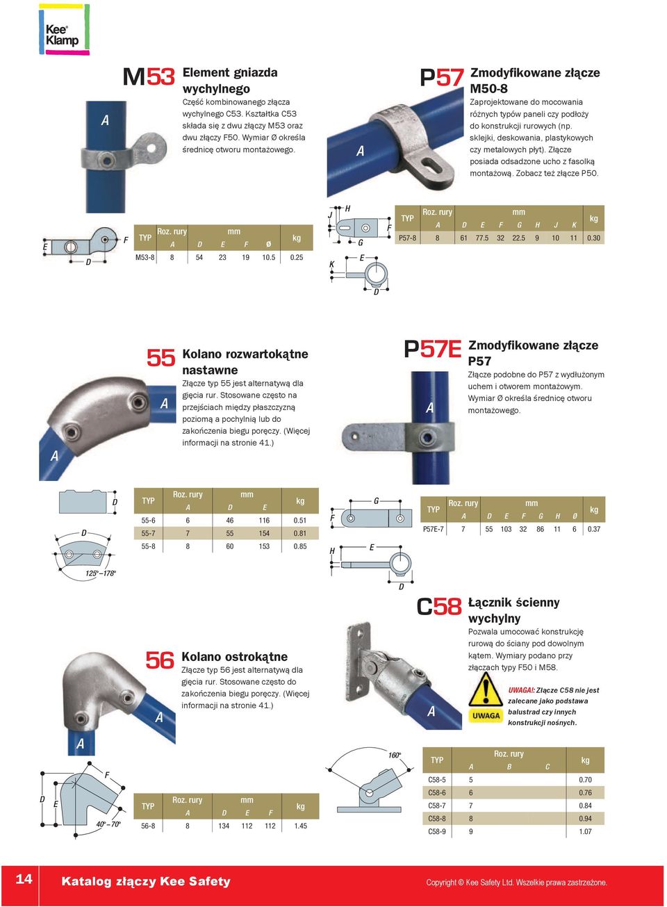 Złącze posiada odsadzone ucho z fasolką montażową. Zobacz też złącze P50. Ø M53-8 8 54 23 19 10.5 0.25 J K J K P57-8 8 61 77.5 32 22.5 9 10 11 0.