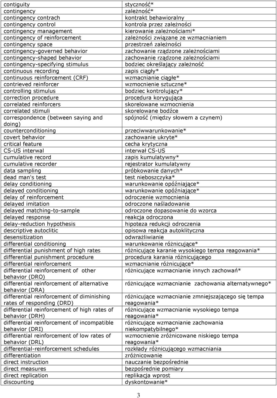 correspondence (between saying and doing) counterconditioning covert behavior critical feature CS-US interwal cumulative record cumulative recorder data sampling dead man's test delay conditioning