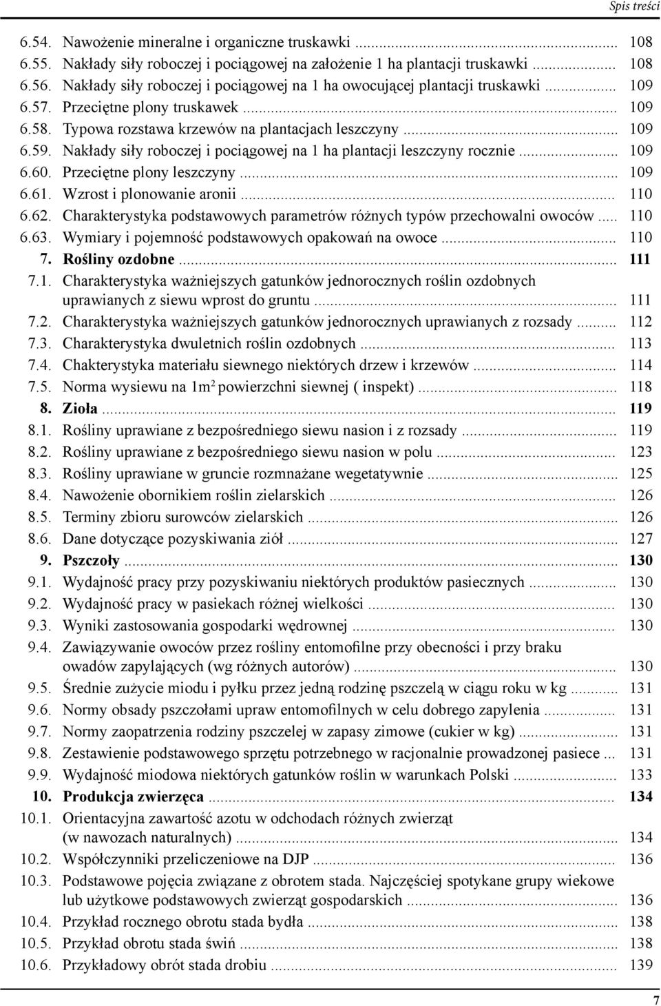 Nakłady siły roboczej i pociągowej na 1 ha plantacji leszczyny rocznie... 109 6.60. Przeciętne plony leszczyny... 109 6.61. Wzrost i plonowanie aronii... 110 6.62.