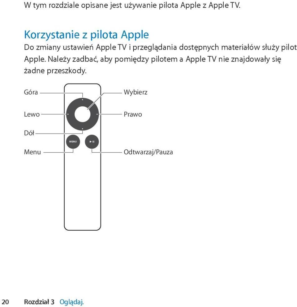 materiałów służy pilot Apple.