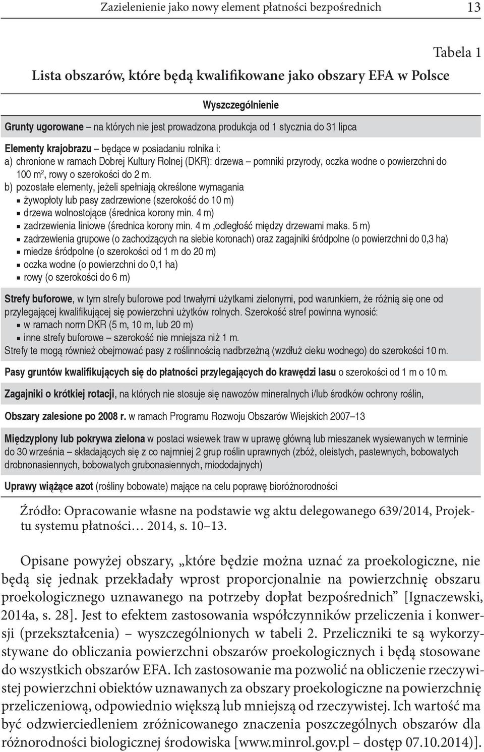 2, rowy o szerokości do 2 m. b) pozostałe elementy, jeżeli spełniają określone wymagania żywopłoty lub pasy zadrzewione (szerokość do 10 m) drzewa wolnostojące (średnica korony min.