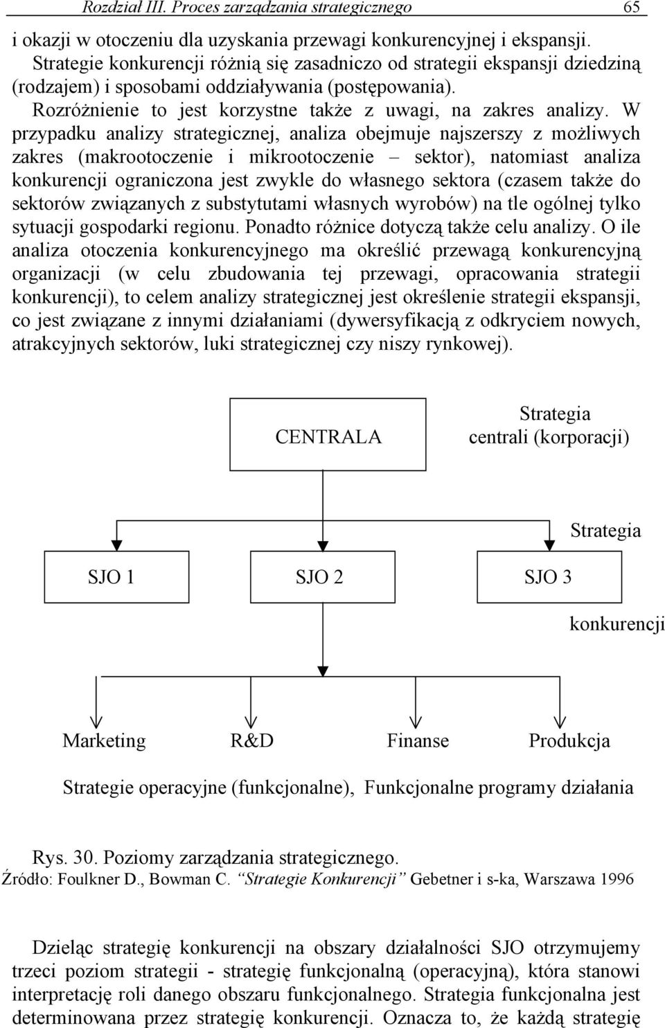 W przypadku analizy strategicznej, analiza obejmuje najszerszy z możliwych zakres (makrootoczenie i mikrootoczenie sektor), natomiast analiza konkurencji ograniczona jest zwykle do własnego sektora