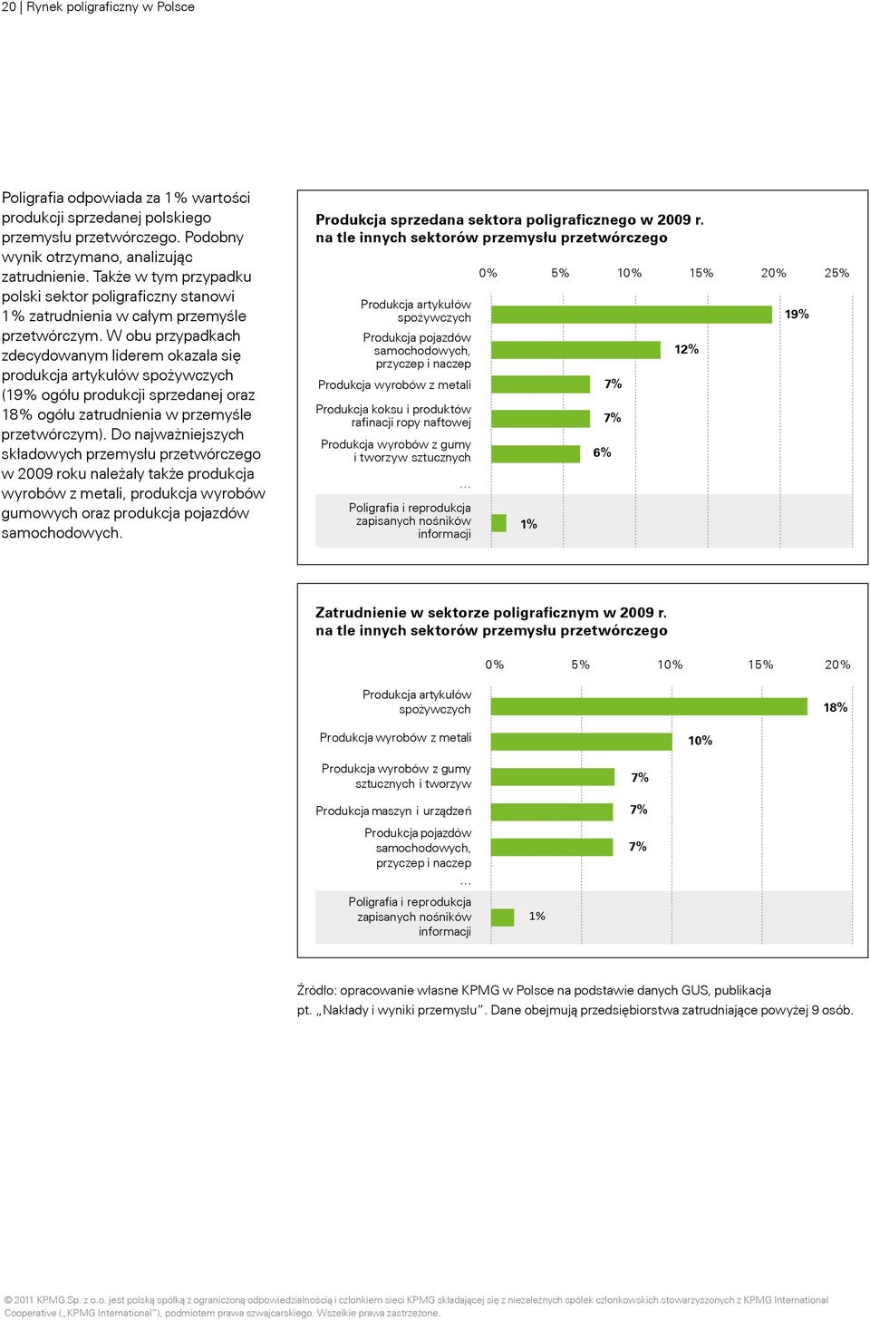 W obu przypadkach zdecydowanym liderem okazała się produkcja artykułów spożywczych (19% ogółu produkcji sprzedanej oraz 18% ogółu zatrudnienia w przemyśle przetwórczym).