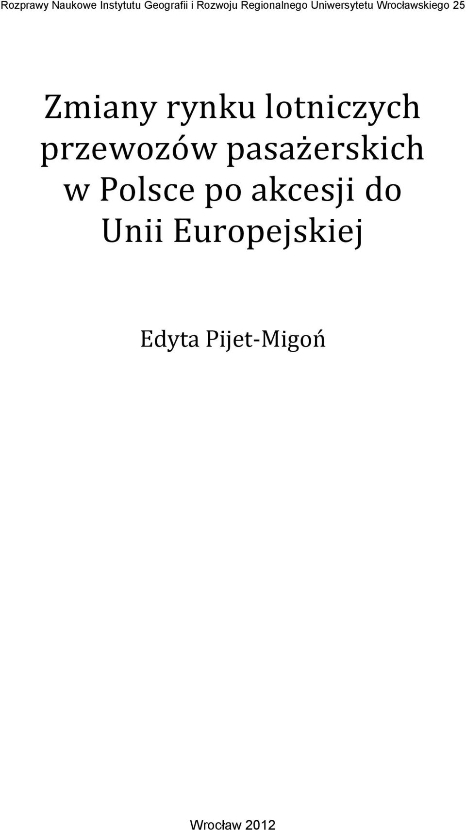 rynku lotniczych przewozo w pasaz erskich w Polsce