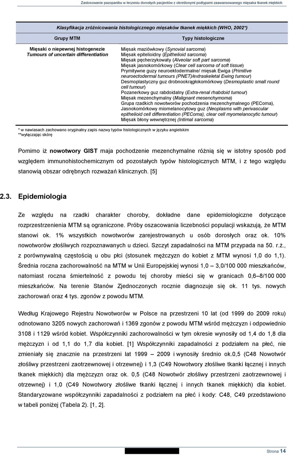 neuroektodermalne/ mięsak Ewiga (Primitive neuroectodermal tumours (PNET)/extraskeletal Ewing tumour) Desmoplastyczny guz drobnookrągłokomórkowy (Desmoplastic small round cell tumour) Pozanerkowy guz