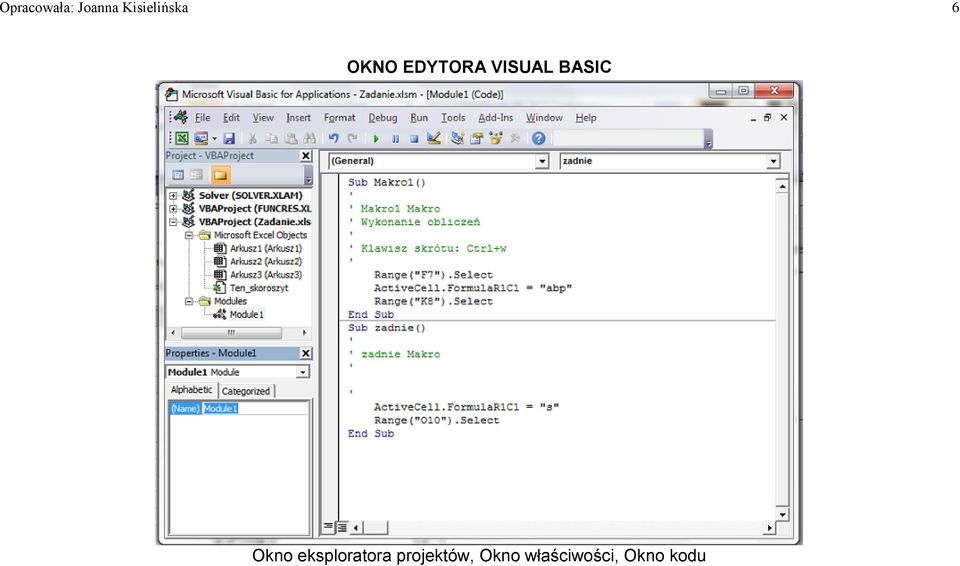 VISUAL BASIC Okno