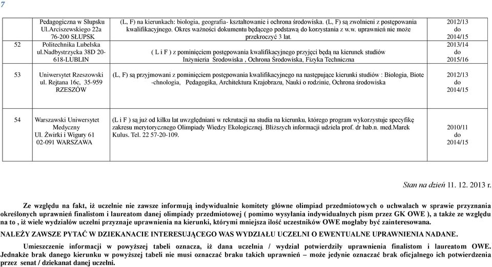 Okres ważności kumentu będącego podstawą korzystania z w.w. uprawnień nie może przekroczyć 3 lat.