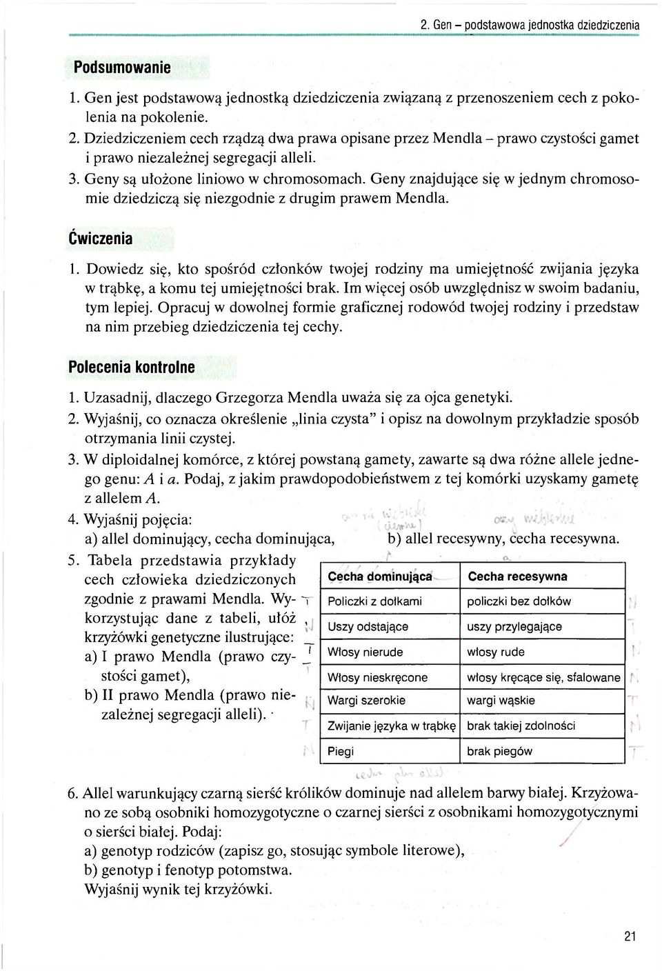 Geny znajdujące się w jednym chromosomie dziedziczą się niezgodnie z drugim prawem Mendla. Ćwiczenia 1.