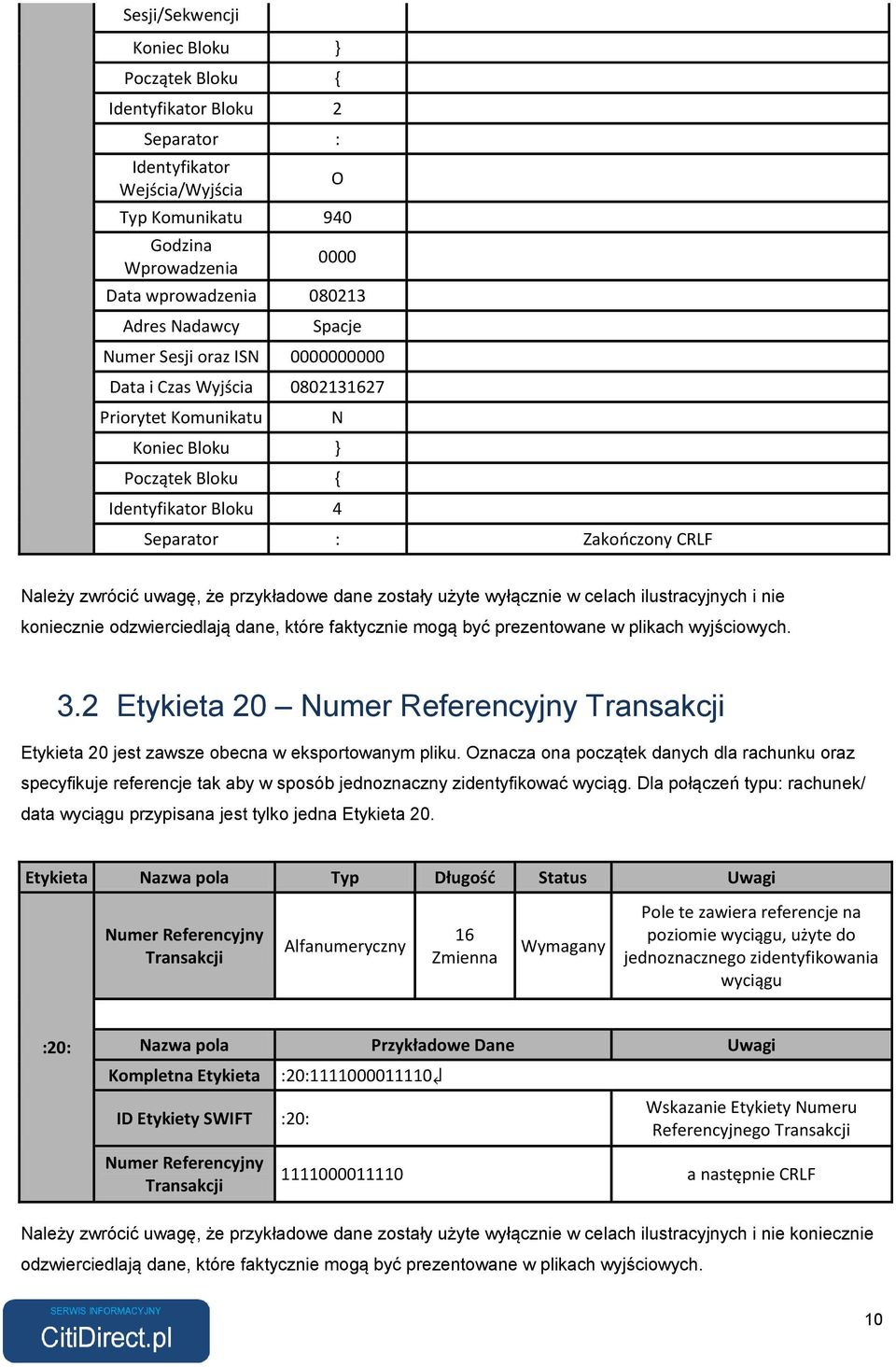 przykładowe dane zostały użyte wyłącznie w celach ilustracyjnych i nie koniecznie odzwierciedlają dane, które faktycznie mogą być prezentowane w plikach wyjściowych. 3.