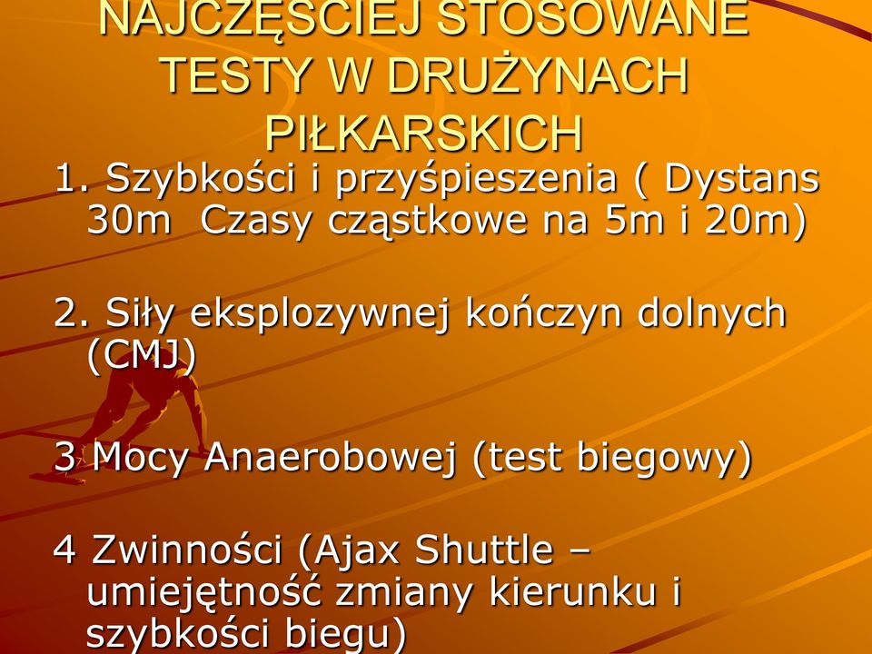 Szybkości i przyśpieszenia ( Dystans 30m Czasy cząstkowe na 5m i