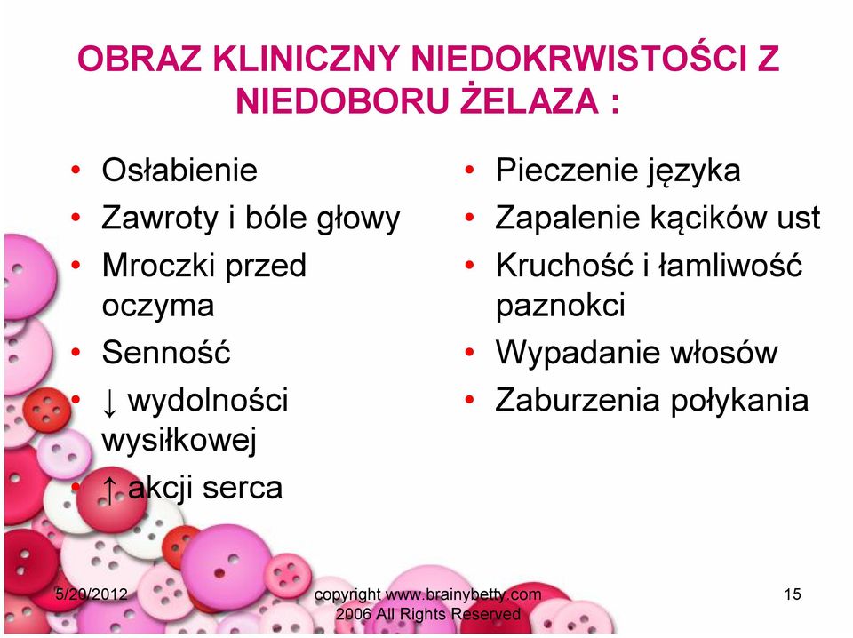 wysiłkowej akcji serca Pieczenie języka Zapalenie kącików ust