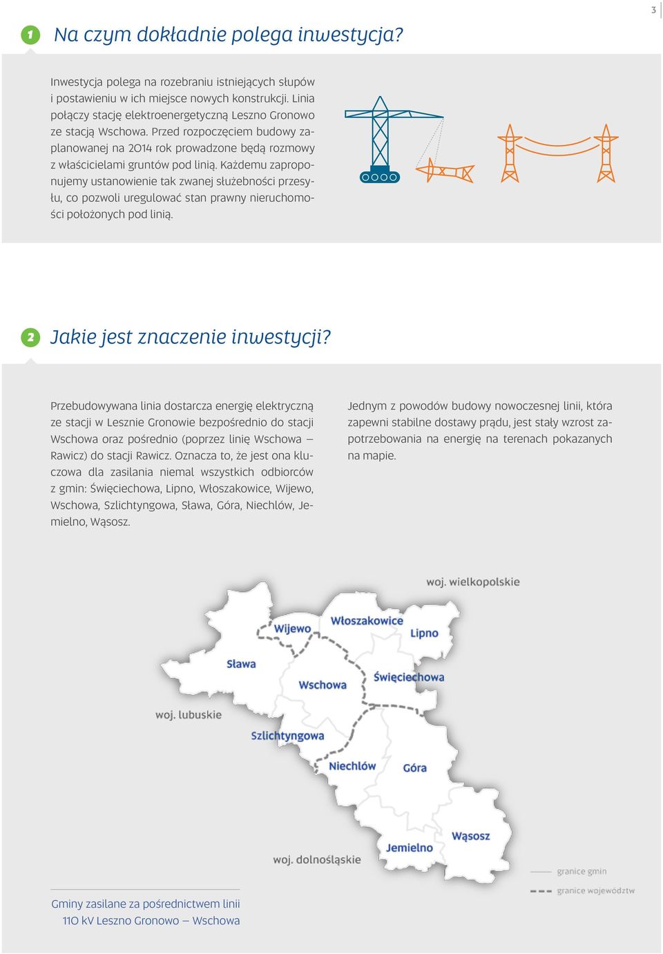 Każdemu zaproponujemy ustanowienie tak zwanej służebności przesyłu, co pozwoli uregulować stan prawny nieruchomości położonych pod linią. 2 Jakie jest znaczenie inwestycji?