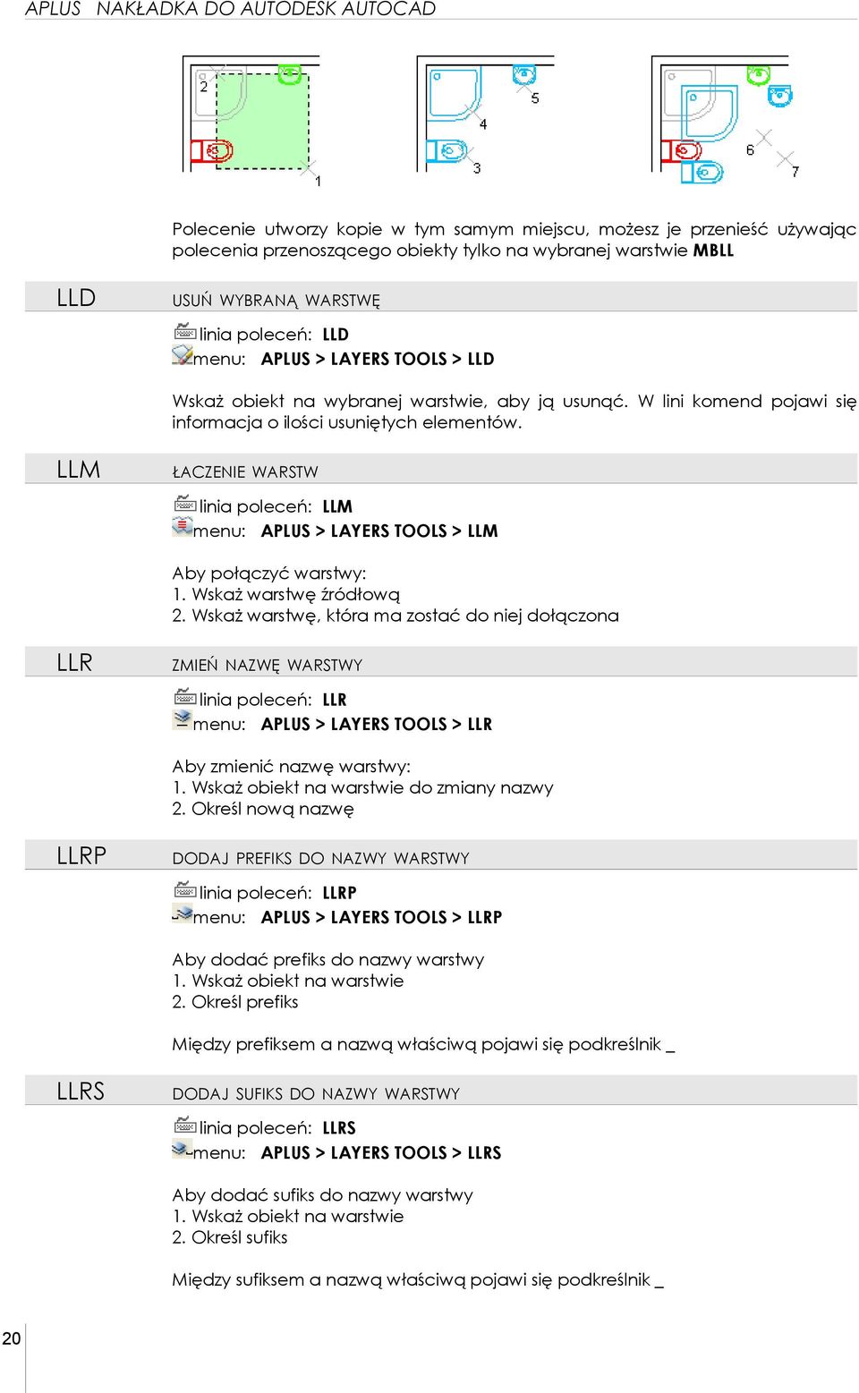 LLM ŁACZENIE WARSTW linia poleceń: LLM menu: APLUS > LAYERS TOOLS > LLM Aby połączyć warstwy: 1. Wskaż warstwę źródłową 2.