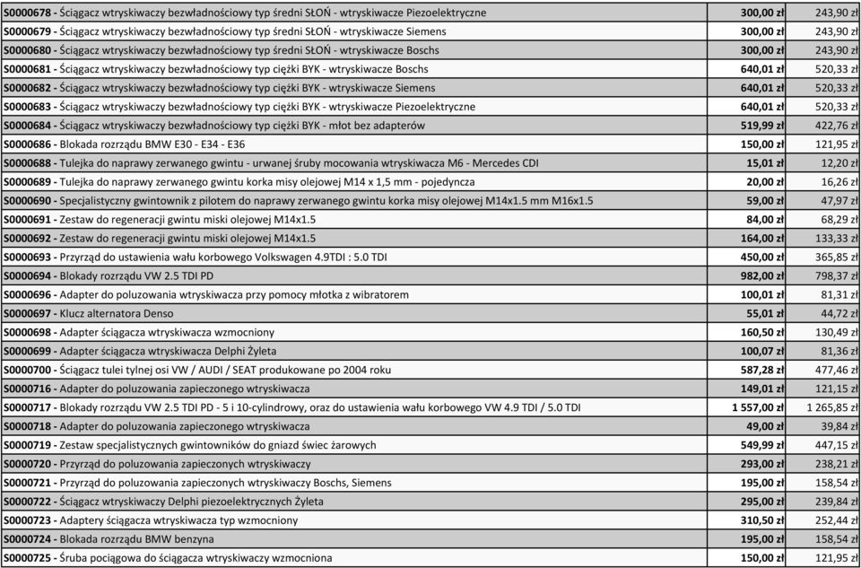 - wtryskiwacze Boschs 640,01 zł 520,33 zł S0000682 - Ściągacz wtryskiwaczy bezwładnościowy typ ciężki BYK - wtryskiwacze Siemens 640,01 zł 520,33 zł S0000683 - Ściągacz wtryskiwaczy bezwładnościowy