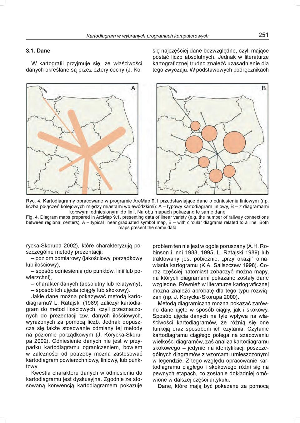 Kartodiagramy opracowane w programie ArcMap 9.1 przedstawiające dane o odniesieniu liniowym (np.