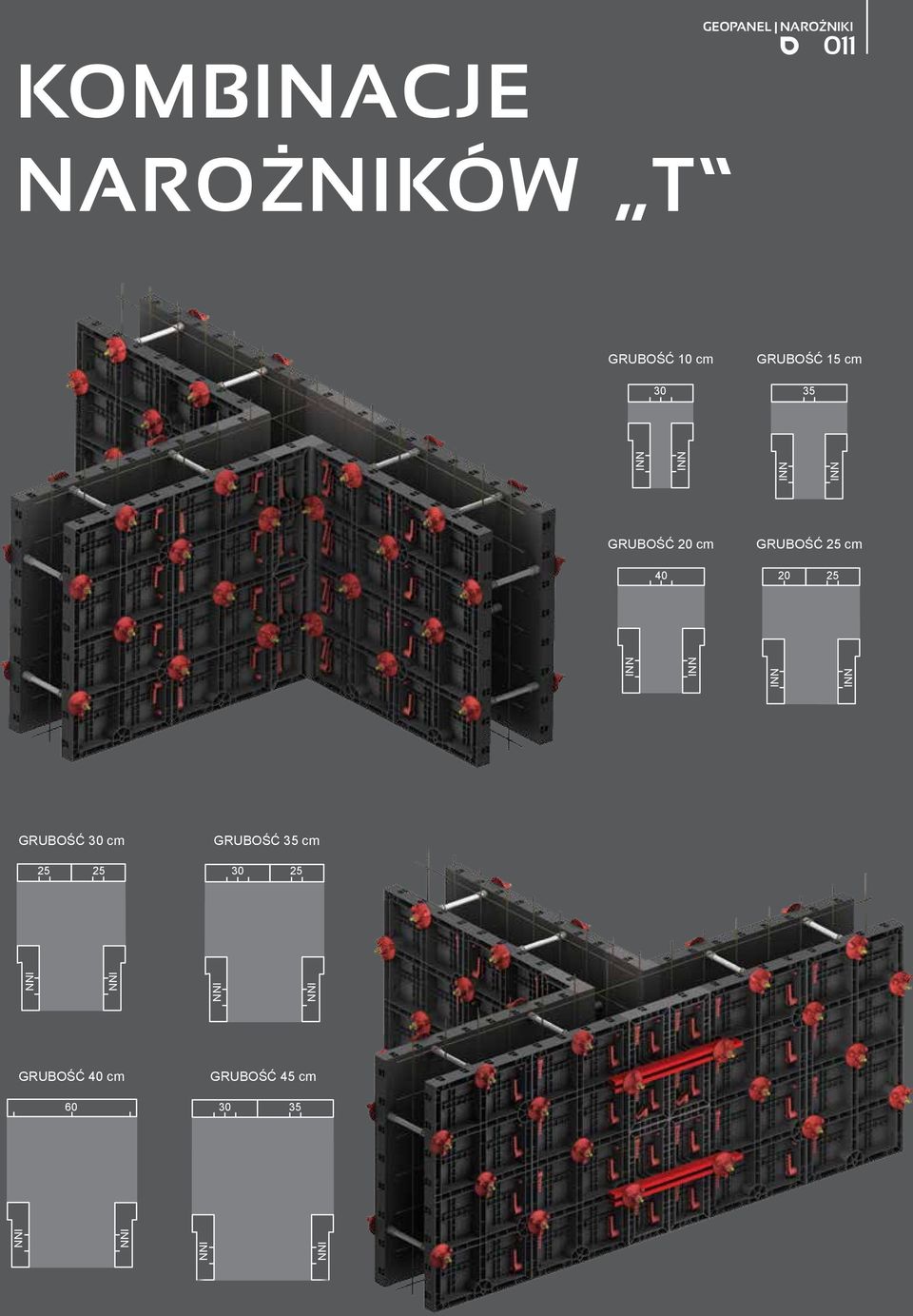 GRUBOŚĆ 25 cm 40 20 25 GRUBOŚĆ 30 cm GRUBOŚĆ 35