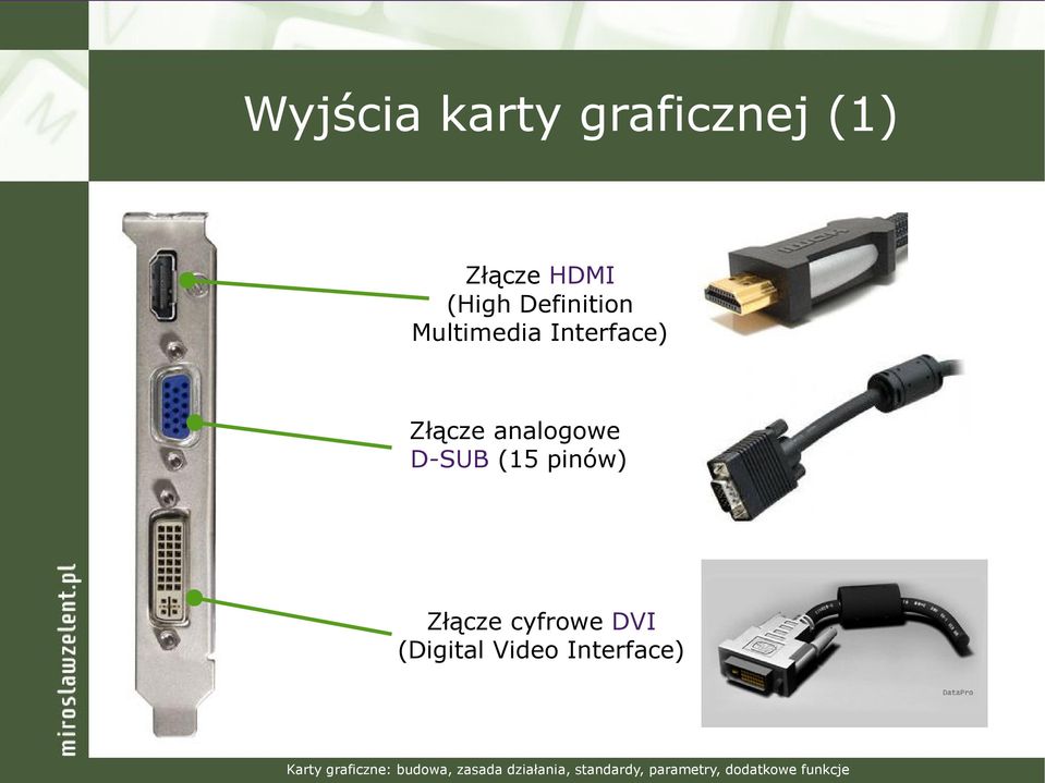 Interface) Złącze analogowe D-SUB (15