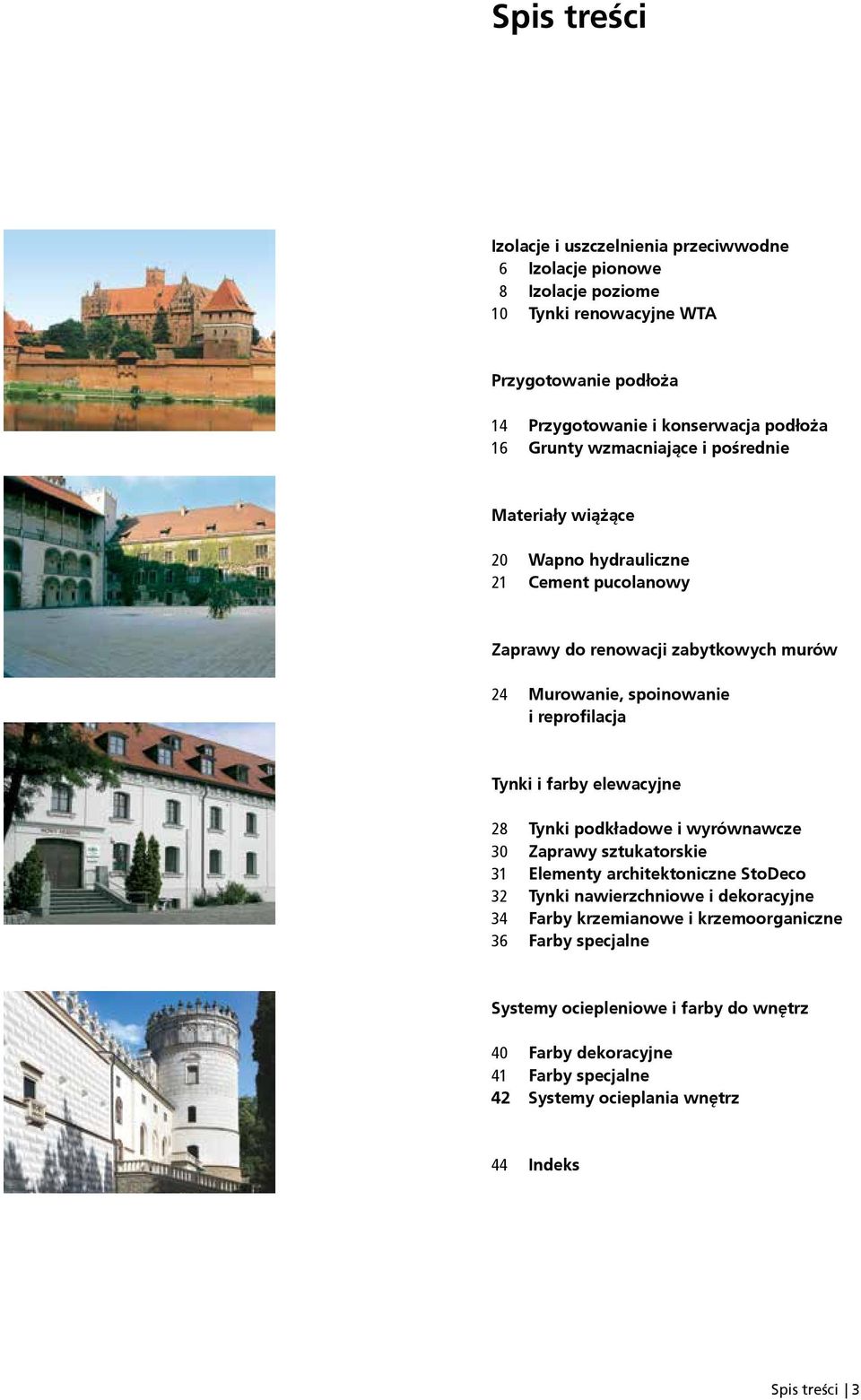 reprofilacja Tynki i farby elewacyjne 28 Tynki podkładowe i wyrównawcze 30 Zaprawy sztukatorskie 31 Elementy architektoniczne StoDeco 32 Tynki nawierzchniowe i dekoracyjne 34