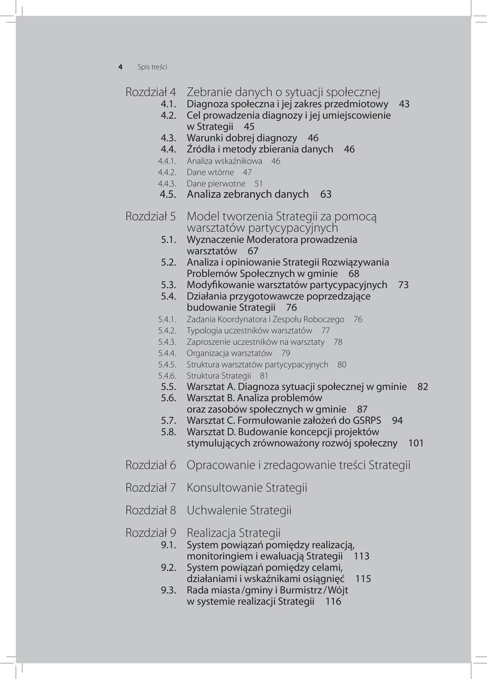 4.5. Analiza zebranych danych 63 Rozdział 5 Model tworzenia Strategii za pomocą warsztatów partycypacyjnych 5.1. Wyznaczenie Moderatora prowadzenia warsztatów 67 5.2.