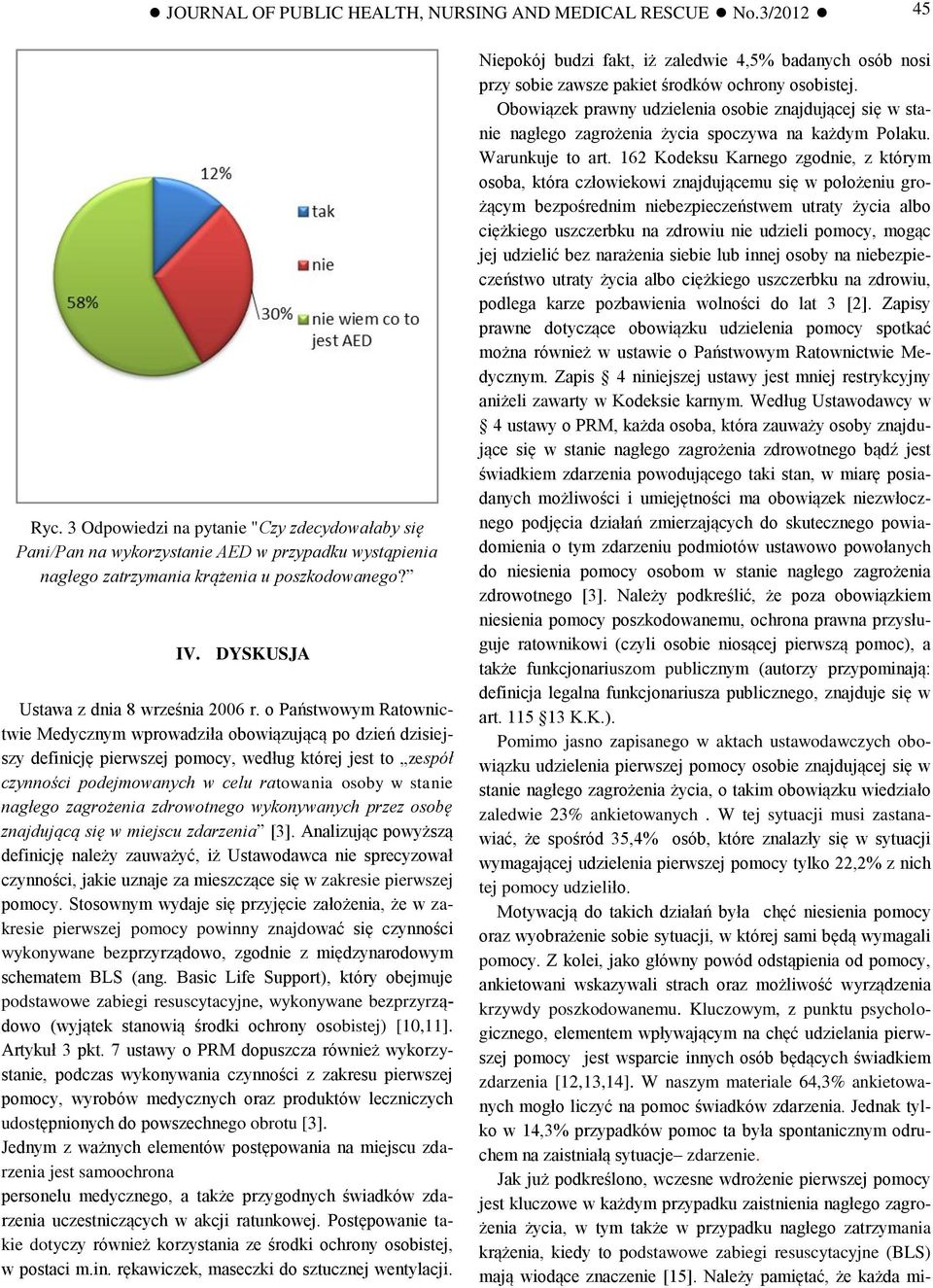 o Państwowym Ratownictwie Medycznym wprowadziła obowiązującą po dzień dzisiejszy definicję pierwszej pomocy, według której jest to zespół czynności podejmowanych w celu ratowania osoby w stanie