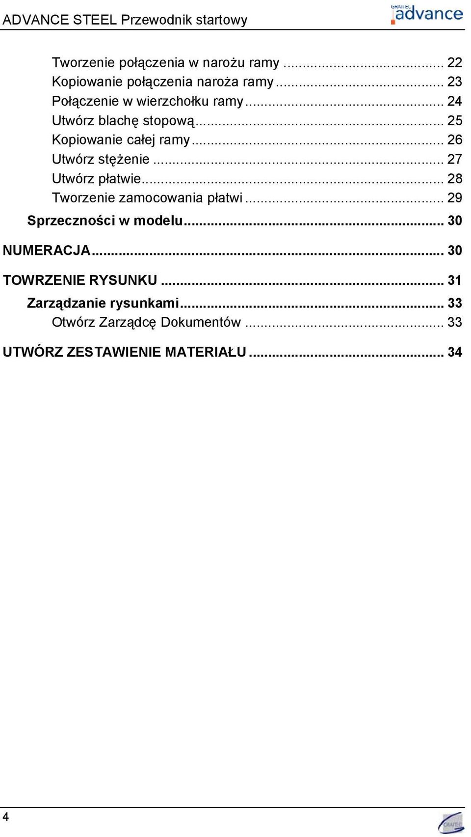 .. 26 Utwórz stężenie... 27 Utwórz płatwie... 28 Tworzenie zamocowania płatwi... 29 Sprzeczności w modelu.