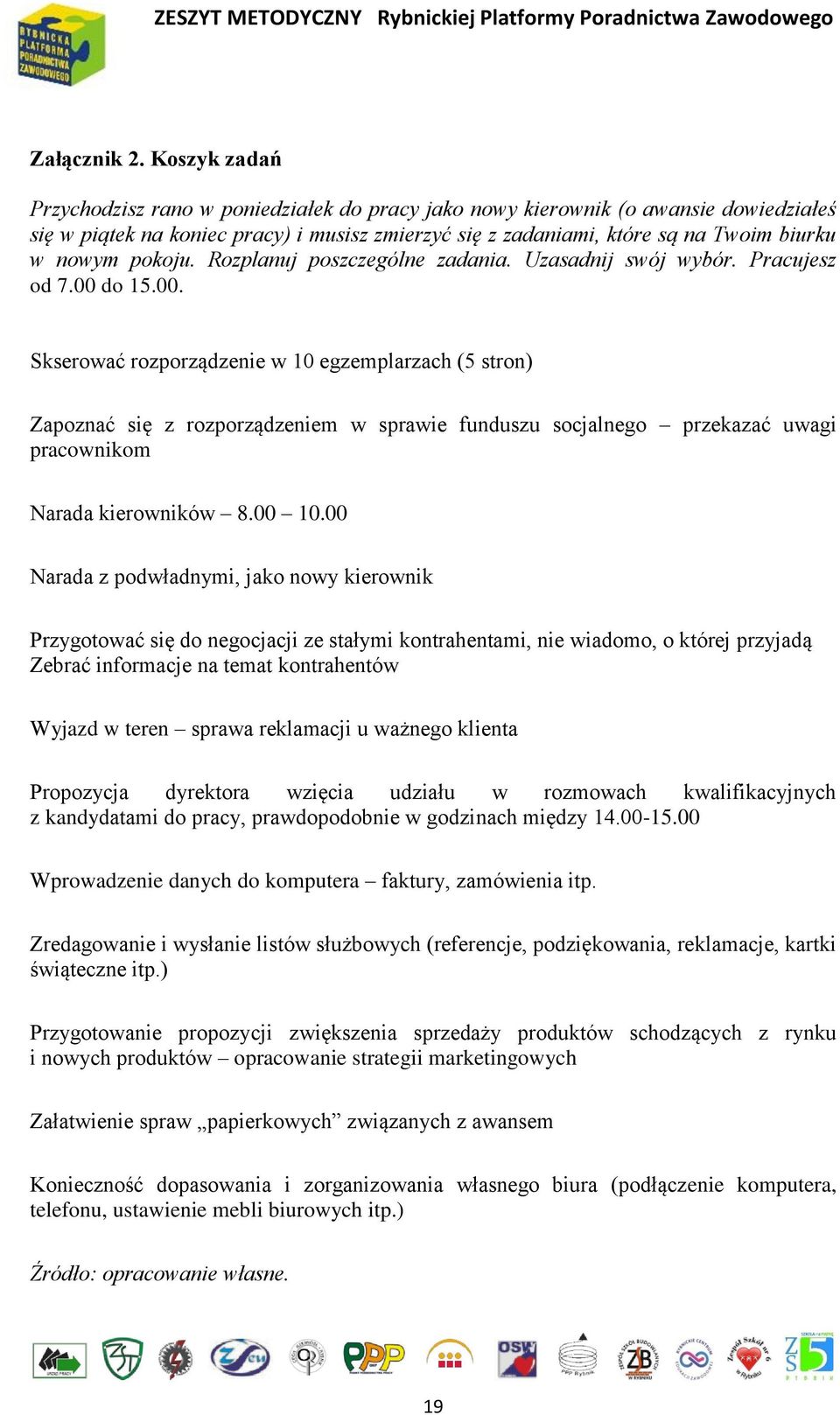 pokoju. Rozplanuj poszczególne zadania. Uzasadnij swój wybór. Pracujesz od 7.00 