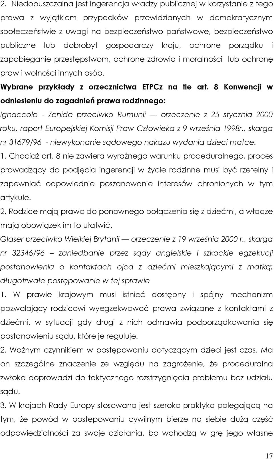 Wybrane przykłady z orzecznictwa ETPCz na tle art.