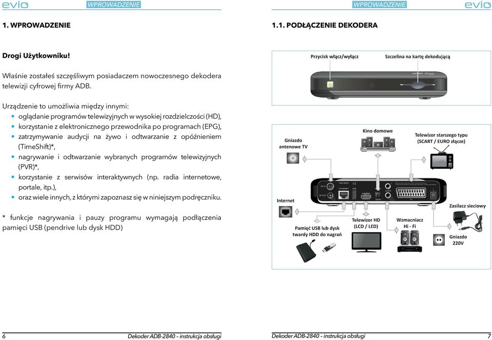 odtwarzanie z opóźnieniem (TimeShift)*, nagrywanie i odtwarzanie wybranych programów telewizyjnych (PVR)*, korzystanie z serwisów interaktywnych (np. radia internetowe, portale, itp.