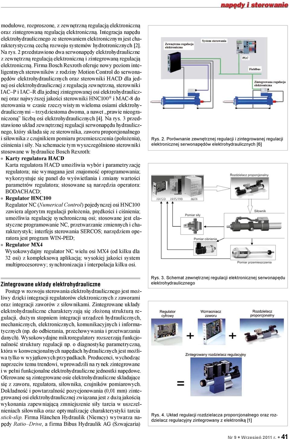 2 przedstawiono dwa serwonapędy elektrohydrauliczne z zewnętrzną regulacją elektroniczną i zintegrowaną regulacją elektroniczną.