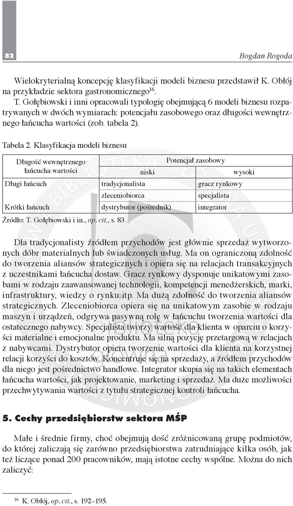 Klasyfikacja modeli biznesu Długość wewnętrznego łańcucha wartości niski Potencjał zasobowy Długi łańcuch tradycjonalista gracz rynkowy zleceniobiorca specjalista Krótki łańcuch dystrybutor