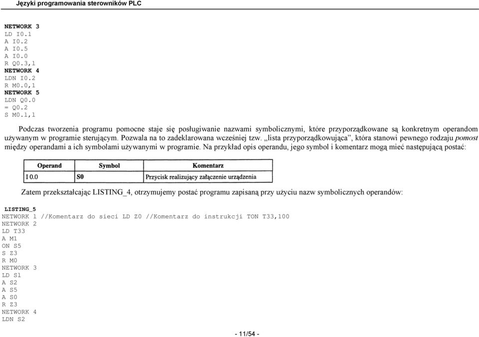 Pozwala na to zadeklarowana wcześniej tzw. lista przyporządkowująca, która stanowi pewnego rodzaju pomost między operandami a ich symbolami używanymi w programie.