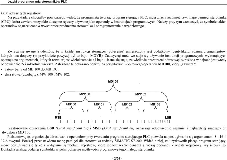 Należy przy tym zaznaczyć, że symbole takich operandów są narzucone a priori przez producenta sterownika i oprogramowania narzędziowego.