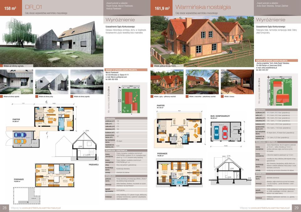 com tel. 666-262-858 Min. wymiary działki 21,5 x29 m Widok północno-zachodni Widok z góry - północny-wschód Widok z narożnika - południowy-zachód Widok z tarasu Kuźnia projektów Arch.