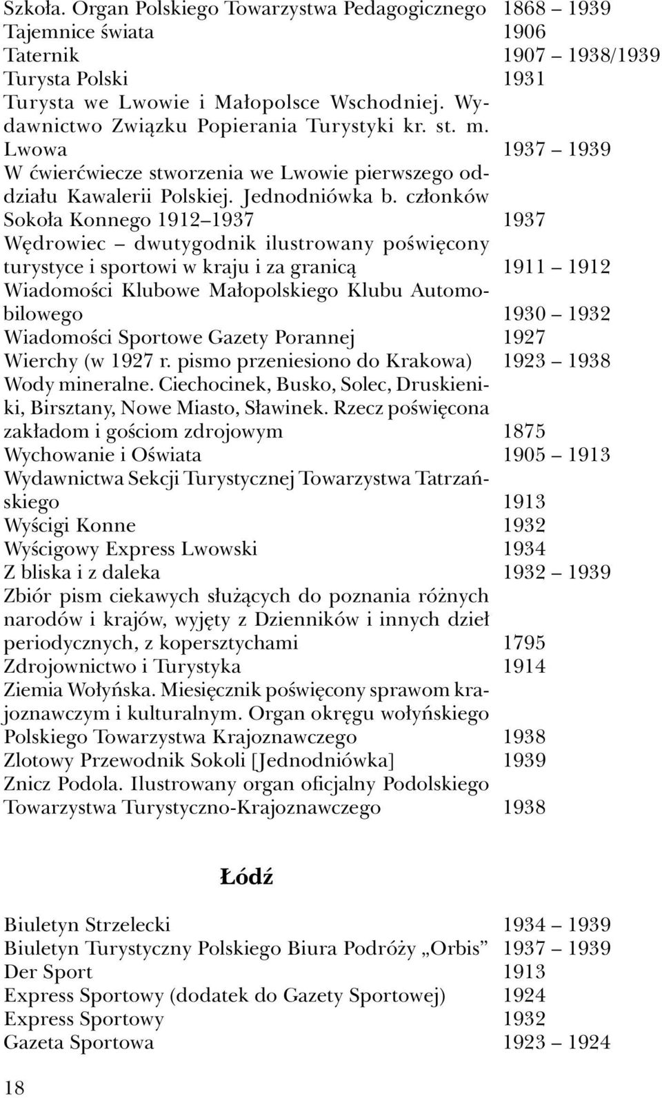 członków Sokoła Konnego 1912 1937 Wędrowiec dwutygodnik ilustrowany poświęcony turystyce i sportowi w kraju i za granicą Wiadomości Klubowe Małopolskiego Klubu Automobilowego Wiadomości Sportowe