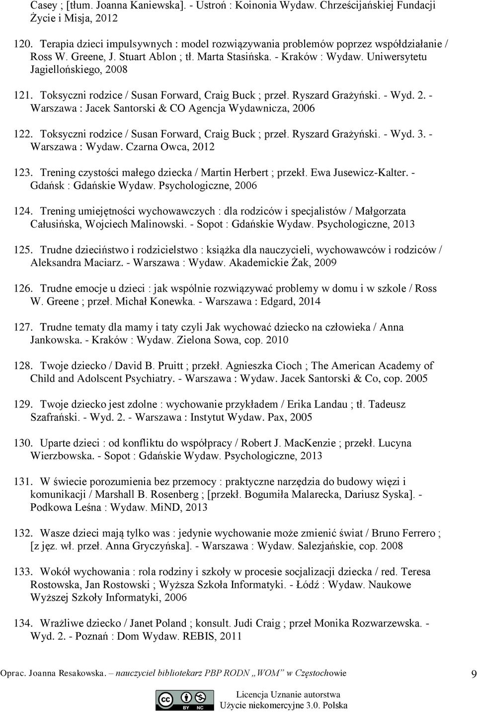 Toksyczni rodzice / Susan Forward, Craig Buck ; przeł. Ryszard Grażyński. - Wyd. 2. - Warszawa : Jacek Santorski & CO Agencja Wydawnicza, 2006 122.