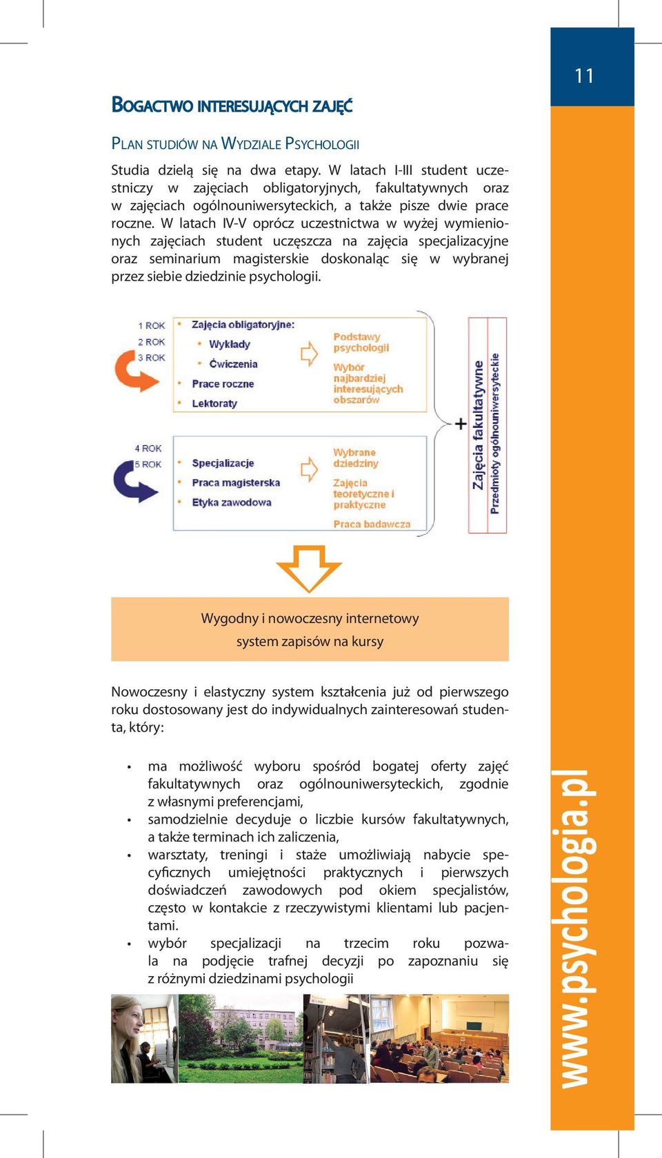 W latach IV-V oprócz uczestnictwa w wyżej wymienionych zajęciach student uczęszcza na zajęcia specjalizacyjne oraz seminarium magisterskie doskonaląc się w wybranej przez siebie dziedzinie