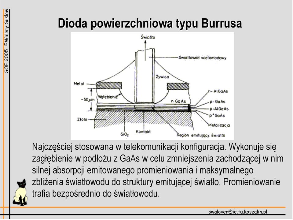 Wykonuje się zagłębienie w podłożu z GaAs w celu zmniejszenia zachodzącej w nim