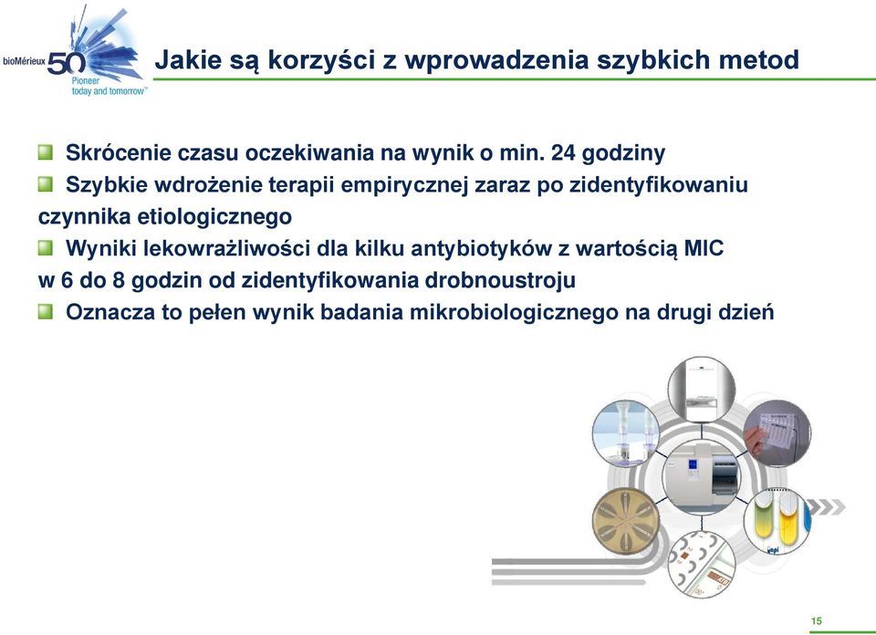 etiologicznego Wyniki lekowrażliwości dla kilku antybiotyków z wartością MIC w 6 do 8 godzin