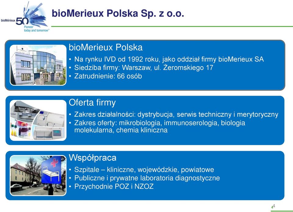 Zakres oferty: mikrobiologia, immunoserologia, biologia molekularna, chemia kliniczna Współpraca Szpitale kliniczne,