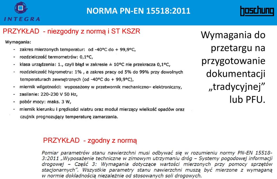 przetargu na przygotowanie dokumentacji