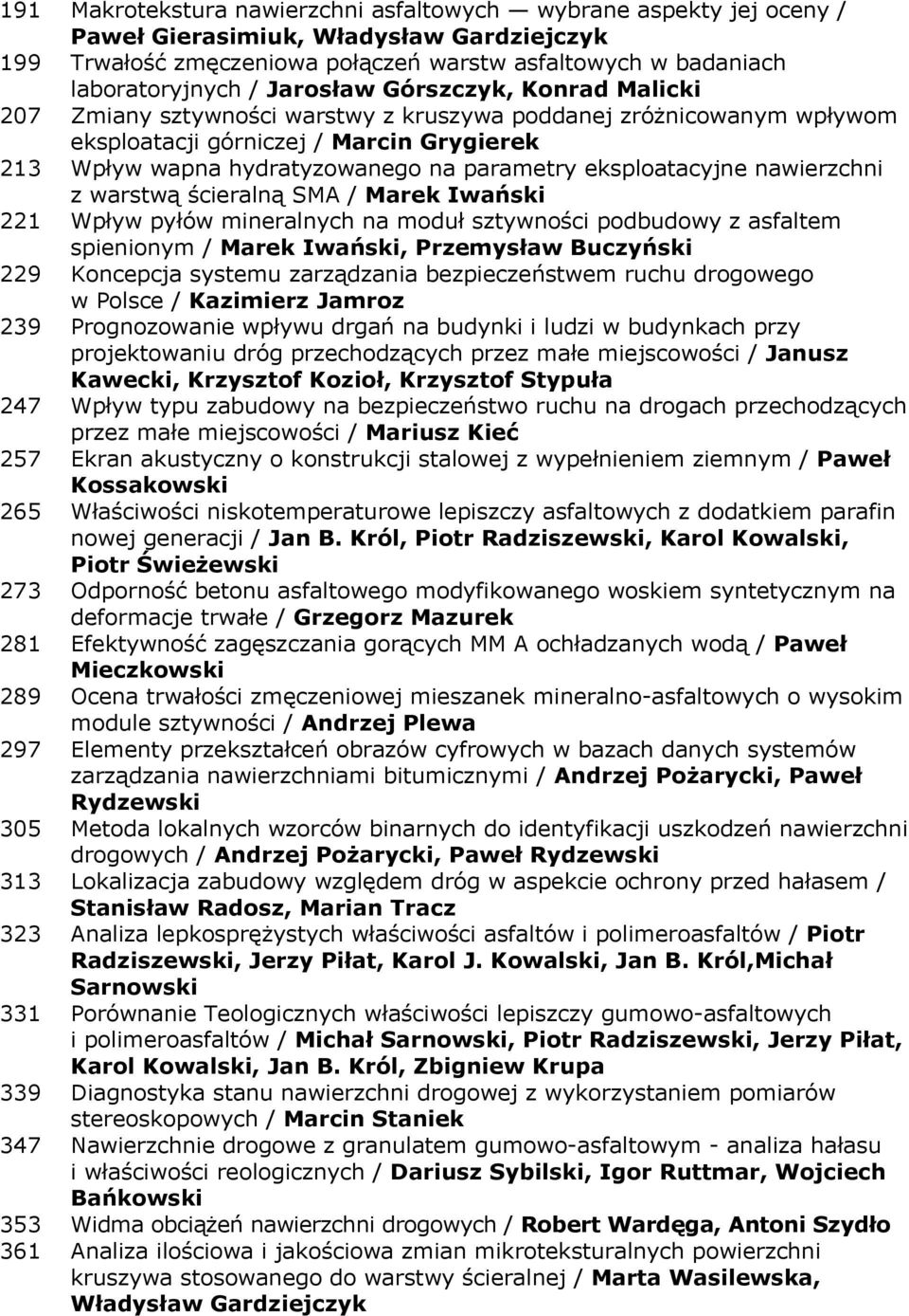 eksploatacyjne nawierzchni z warstwą ścieralną SMA / Marek Iwański 221 Wpływ pyłów mineralnych na moduł sztywności podbudowy z asfaltem spienionym / Marek Iwański, Przemysław Buczyński 229 Koncepcja