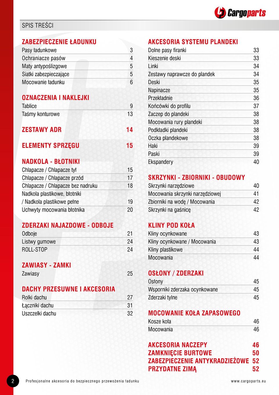 19 Uchwyty mocowania błotnika 20 ZDERZAKI NAJAZDOWE - ODBOJE Odboje 21 Listwy gumowe 24 ROLL-STOP 24 ZAWIASY - ZAMKI Zawiasy 25 DACHY PRZESUWNE I AKCESORIA Rolki dachu 27 Łączniki dachu 31 Uszczelki