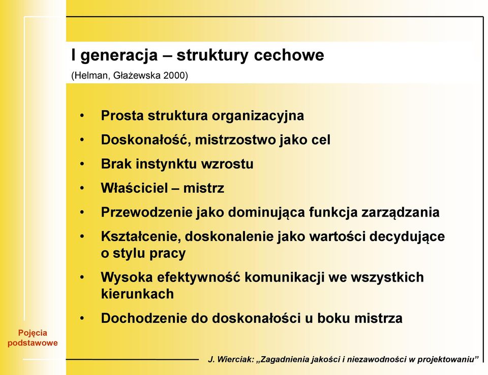 dominująca funkcja zarządzania Kształcenie, doskonalenie jako wartości decydujące o stylu