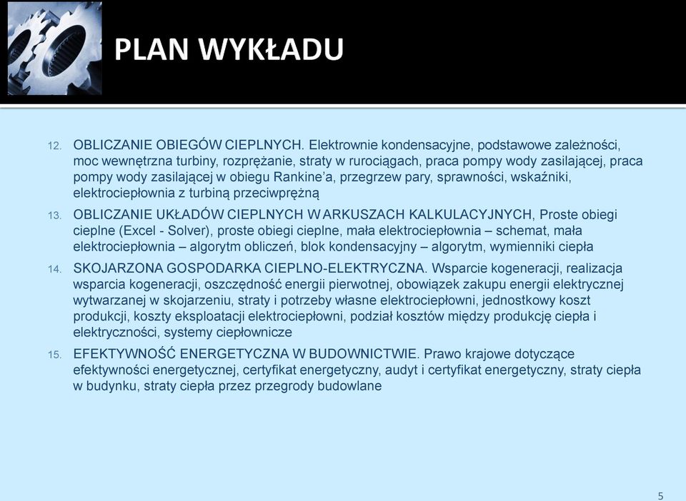 pary, sprawności, wskaźniki, elektrociepłownia z turbiną przeciwprężną 13.